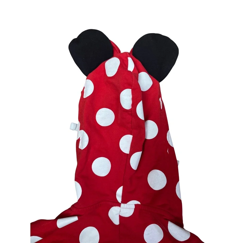 Disney Parks Minnie Mouse Polka Dot Jumpsuit XS Red Black Hooded Costume - Picture 6 of 6